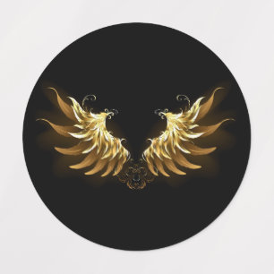 Golden Angel Wings on Black background Kids' Labels