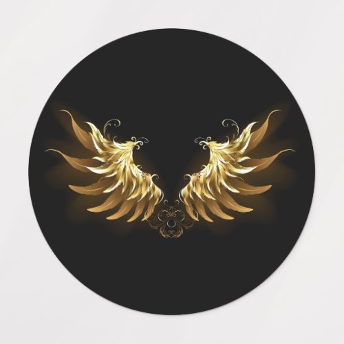 Golden Angel Wings on Black background Kids Labels