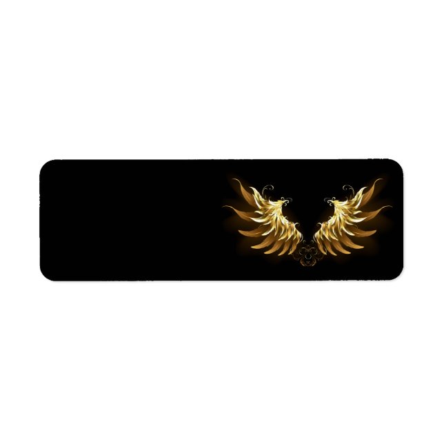 Golden Angel Wings on Black background Label (Front)