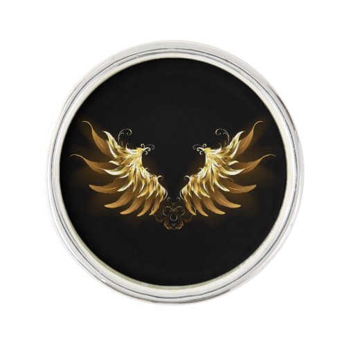 Golden Angel Wings on Black background Lapel Pin