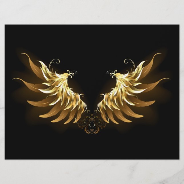 Golden Angel Wings on Black background Letterhead (Front)