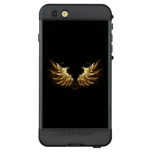 Golden Angel Wings on Black background LifeProof iPhone Case (Back)