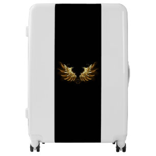 Golden Angel Wings on Black background Luggage