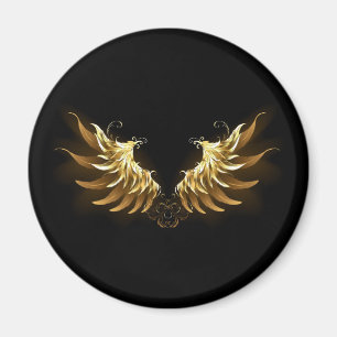 Golden Angel Wings on Black background Magnet