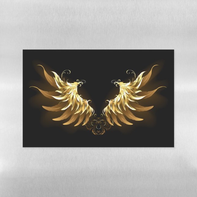 Golden Angel Wings on Black background Magnetic Dry Erase Sheet (Horizontal)
