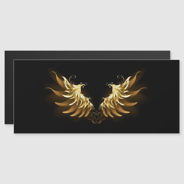 Golden Angel Wings on Black background Magnetic Invitation (Front/Back)