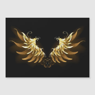 Golden Angel Wings on Black background Magnetic Invitation