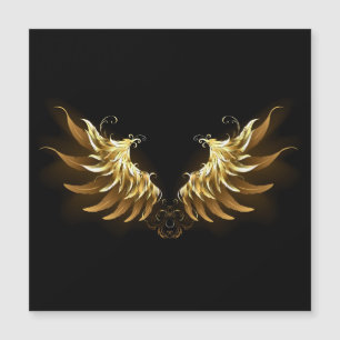 Golden Angel Wings on Black background Magnetic Invitation