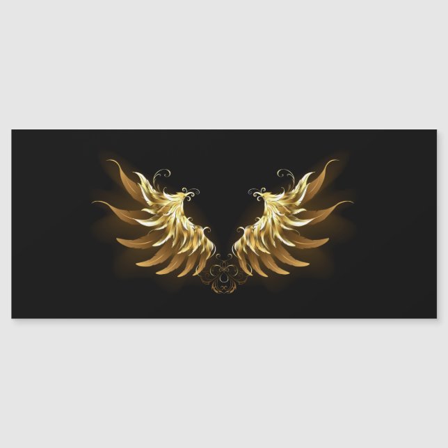 Golden Angel Wings on Black background Magnetic Invitation (Front)