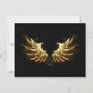 Golden Angel Wings on Black background Magnetic Invitation