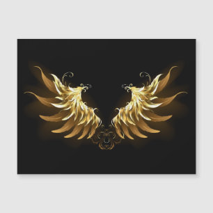 Golden Angel Wings on Black background Magnetic Invitation