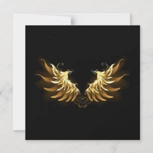 Golden Angel Wings on Black background Magnetic Invitation