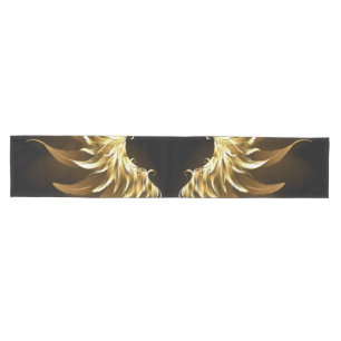 Golden Angel Wings on Black background Medium Table Runner