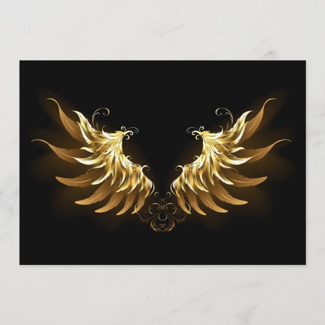 Golden Angel Wings on Black background Menu (Front)