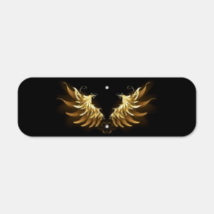 Golden Angel Wings on Black background Metal Sign