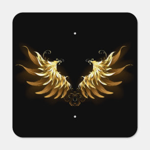 Golden Angel Wings on Black background Metal Sign