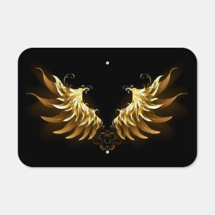 Golden Angel Wings on Black background Metal Sign