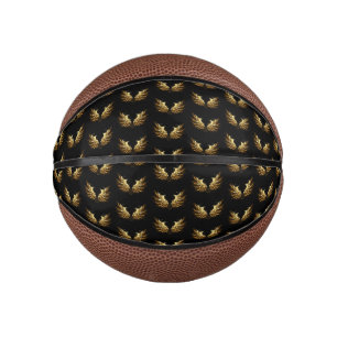 Golden Angel Wings on Black background Mini Basketball