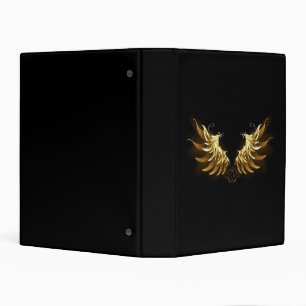 Golden Angel Wings on Black background Mini Binder