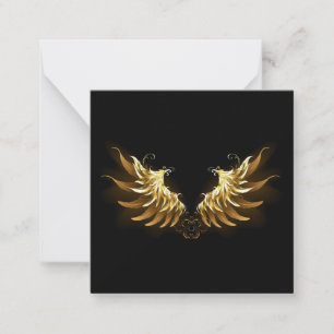 Golden Angel Wings on Black background Note Card