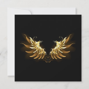 Golden Angel Wings on Black background Note Card