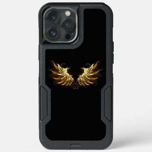 Golden Angel Wings on Black background iPhone 13 Pro Max Case