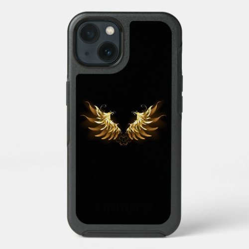 Golden Angel Wings on Black background iPhone 13 Case