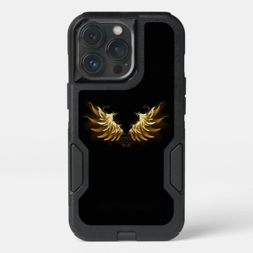 Golden Angel Wings on Black background iPhone 13 Pro Case