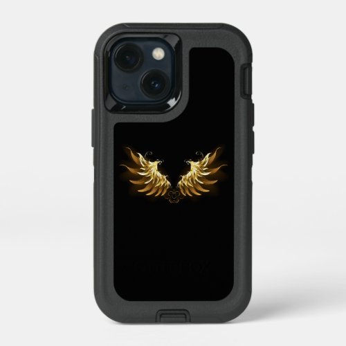 Golden Angel Wings on Black background iPhone 13 Mini Case