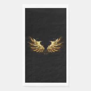 Golden Angel Wings on Black background Paper Guest Towels