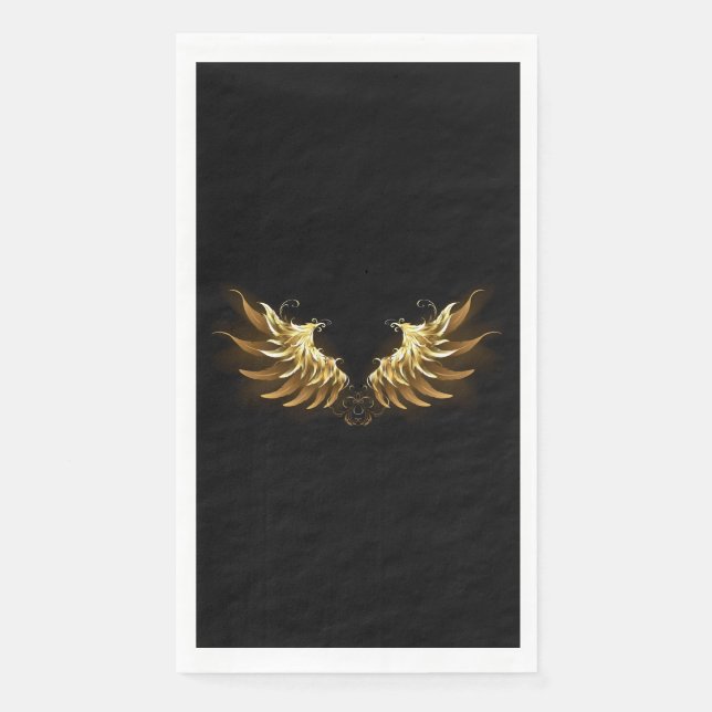 Golden Angel Wings on Black background Paper Guest Towels (Front)