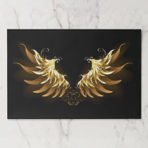 Golden Angel Wings on Black background Paper Pad