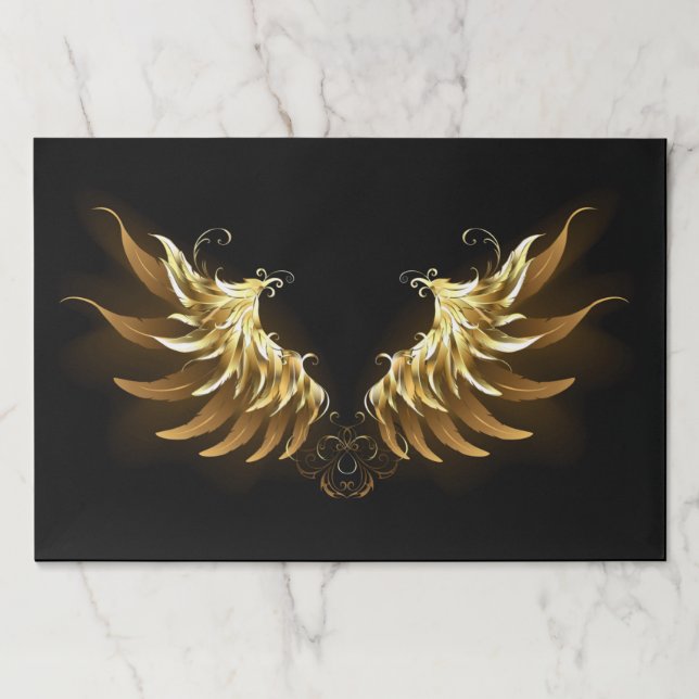 Golden Angel Wings on Black background Paper Pad (Front)