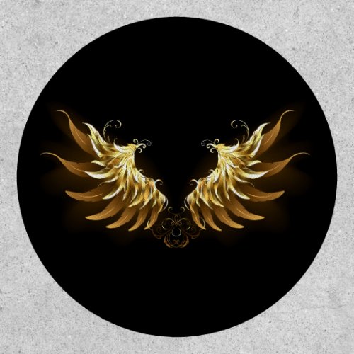 Golden Angel Wings on Black background Patch