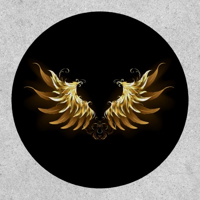 Golden Angel Wings on Black background Patch (Front)