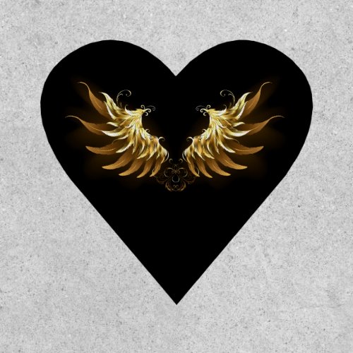 Golden Angel Wings on Black background Patch