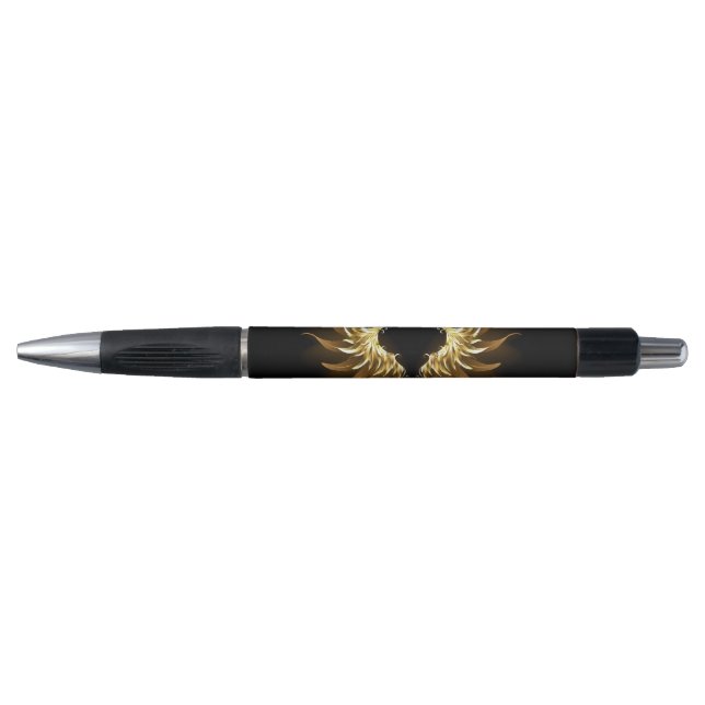 Golden Angel Wings on Black background Pen (Front)