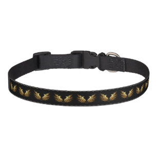 Golden Angel Wings on Black background Pet Collar