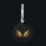 Golden Angel Wings on Black background Pet ID Tag<br><div class="desc">Shiny,  golden angel wings on a dark background. Golden wings.</div>