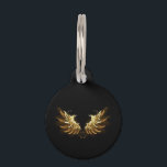 Golden Angel Wings on Black background Pet ID Tag<br><div class="desc">Shiny,  golden angel wings on a dark background. Golden wings.</div>
