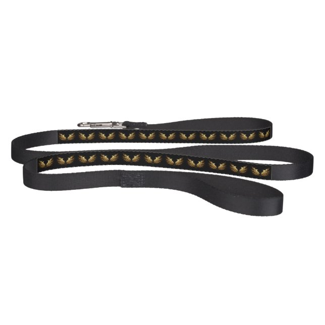 Golden Angel Wings on Black background Pet Leash (Full)