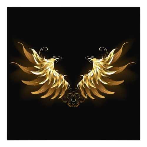 Golden Angel Wings on Black background Photo Print