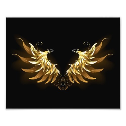 Golden Angel Wings on Black background Photo Print