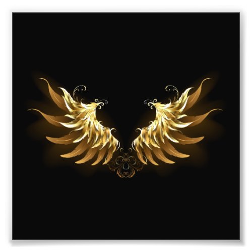 Golden Angel Wings on Black background Photo Print