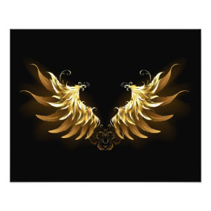 Golden Angel Wings on Black background Photo Print