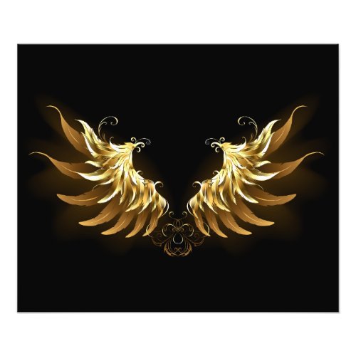 Golden Angel Wings on Black background Photo Print