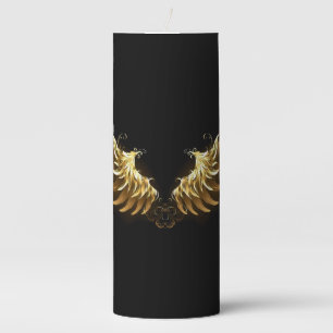 Golden Angel Wings on Black background Pillar Candle