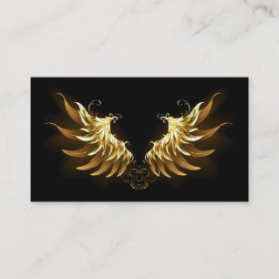 Golden Angel Wings on Black background Place Card