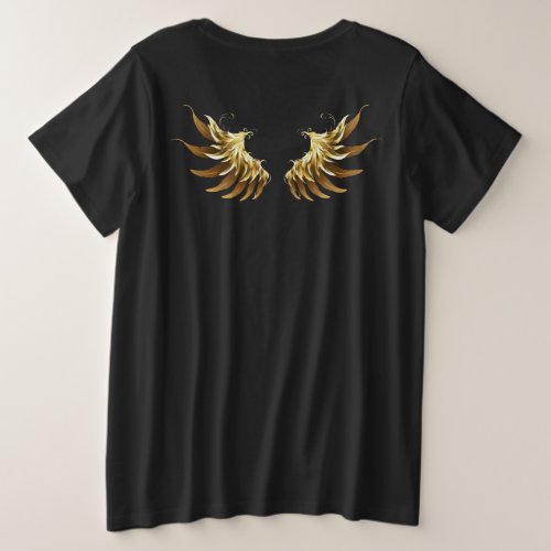 Golden Angel Wings on Black background Plus Size T_Shirt