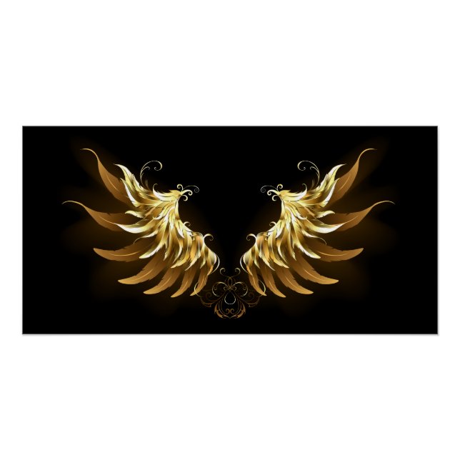 Golden Angel Wings on Black background Poster (Front)